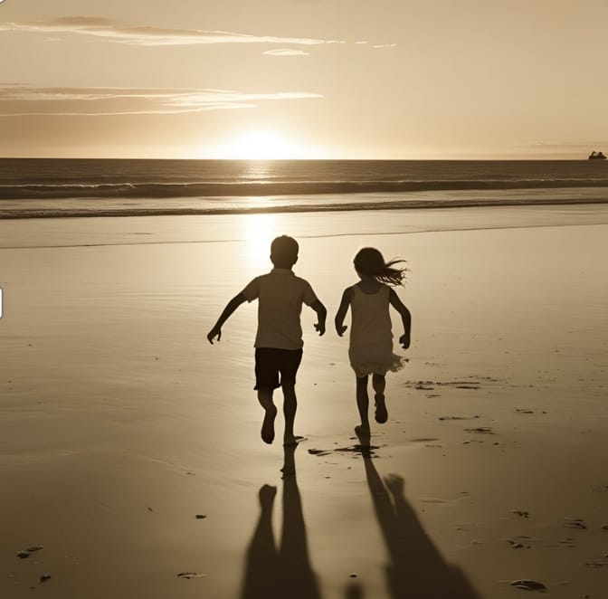 Hope - Children running on a beach at sunset